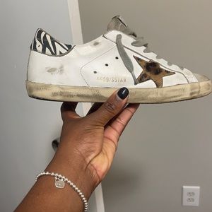 Right Foot Only Golden Goose 38 zebra and leopard print